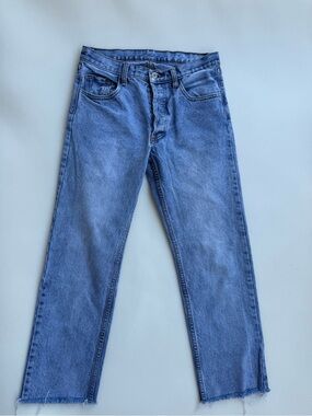 J GALT SHANGHAI Straight Leg Distressed Women's S Jeans Light Blue Waist 29”